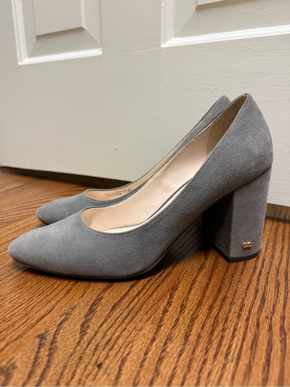 Cole Haan Gray Suede Block Heel Pumps